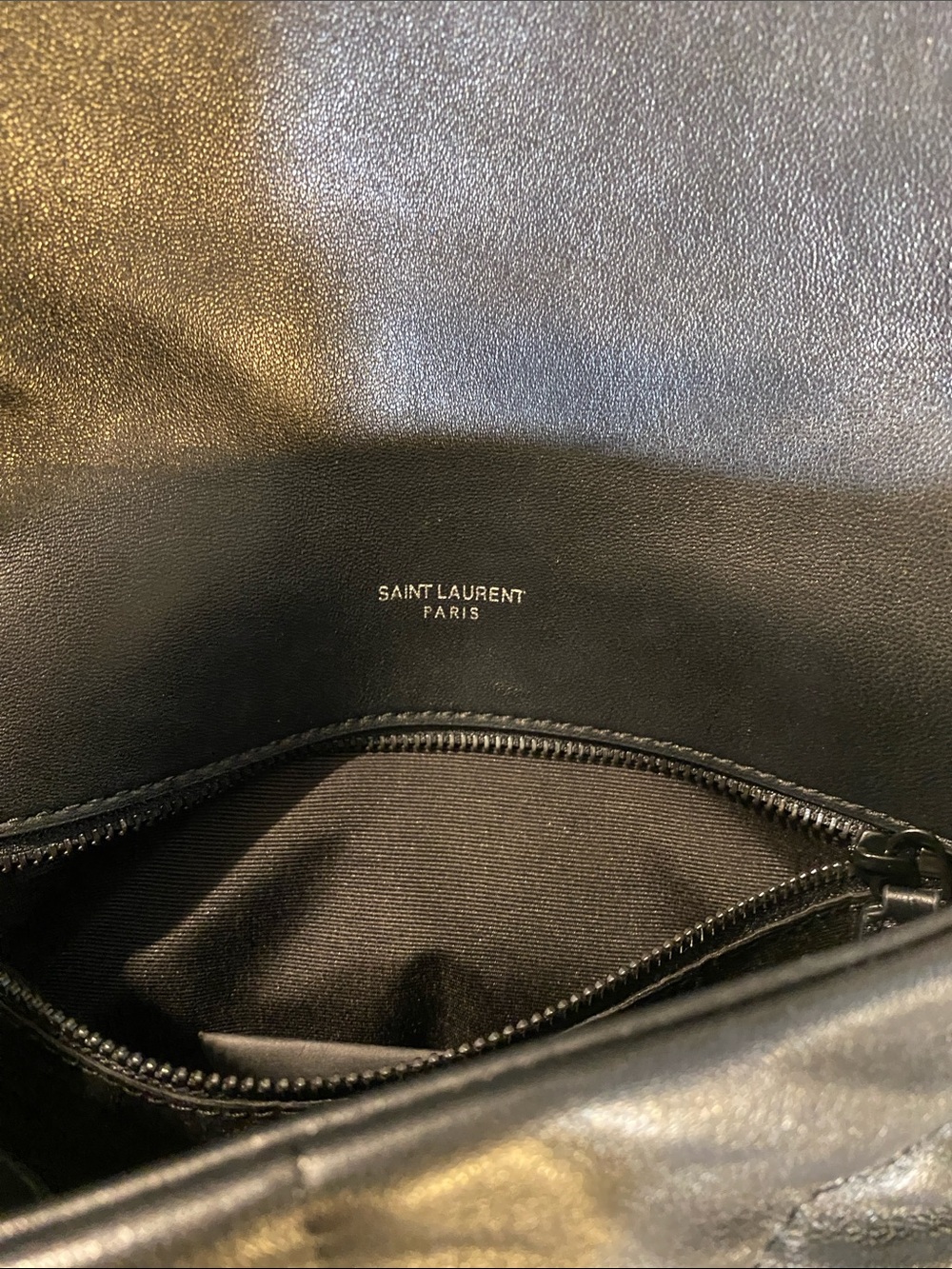Saint Laurent Black Quilted Chevron Leather Shoulder Bag with Chain Strap - Picture 4 of 7